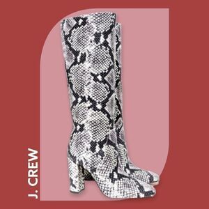 NWT J. CREW Faux Snakeskin Tall Leather Boots 5
